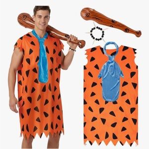 Orange and Blue Fred Flintstone Stone Age Costume for Men